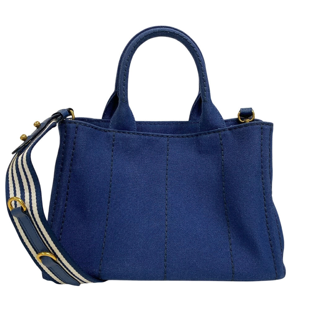 Prada Blue Canapa Interior Bag Navy Handbag Striped Shoulder